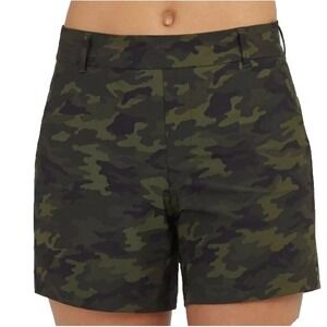 Spanx Sunshine Shorts Womens‎ M Green Camo Stretch 6" Quick Dry Pull On $72MSRP